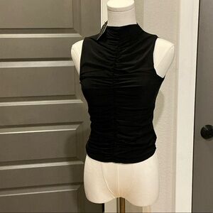 Elegant Black Sleeveless Ruched Top
